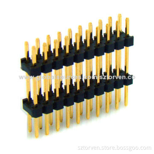 Pin header, 2.0mm pitch, dual row, straight dip type, with stackable insulators